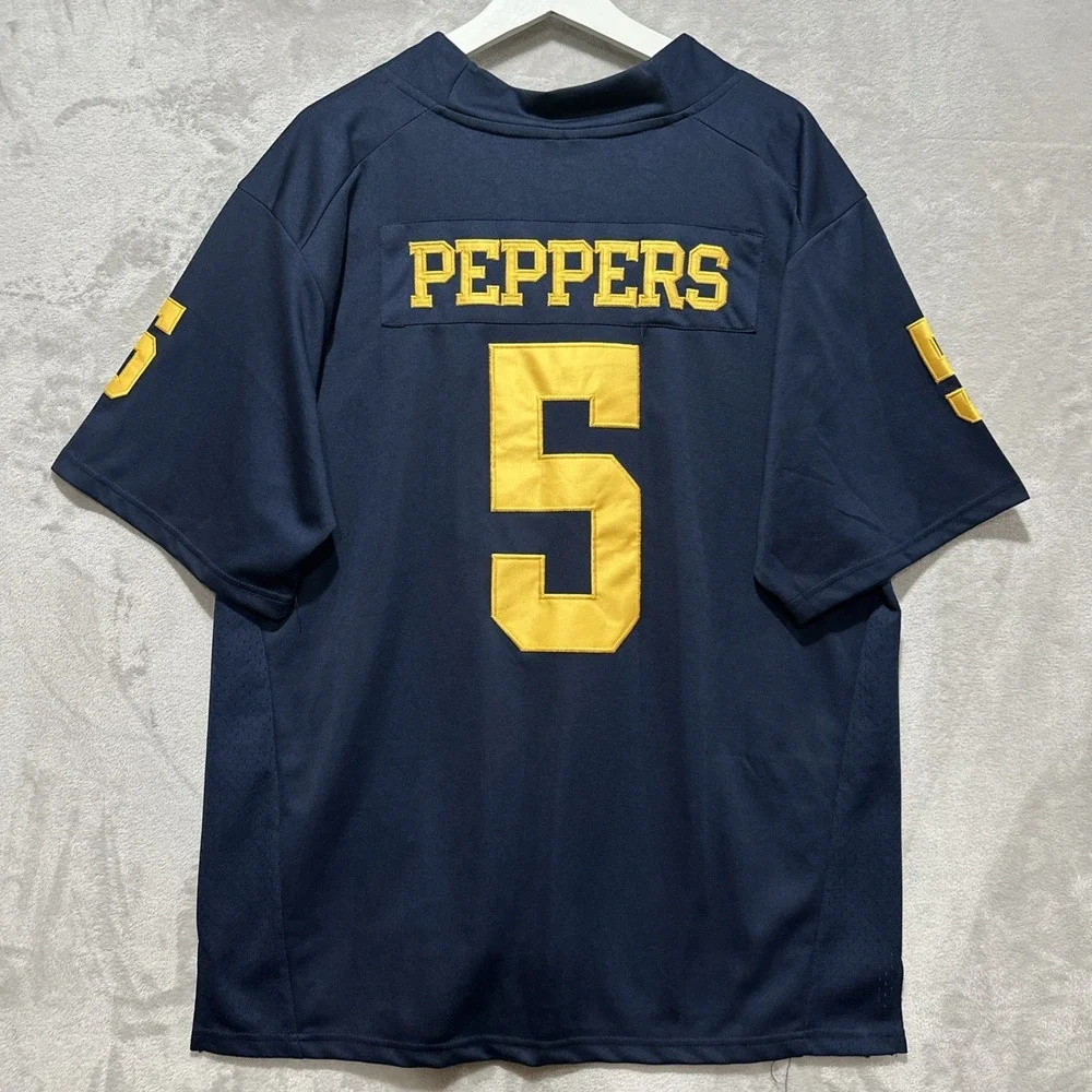 Jordan Michigan Wolverines #5 Jabrill Peppers Size‎ M Blue Short Sleeve V-Neck